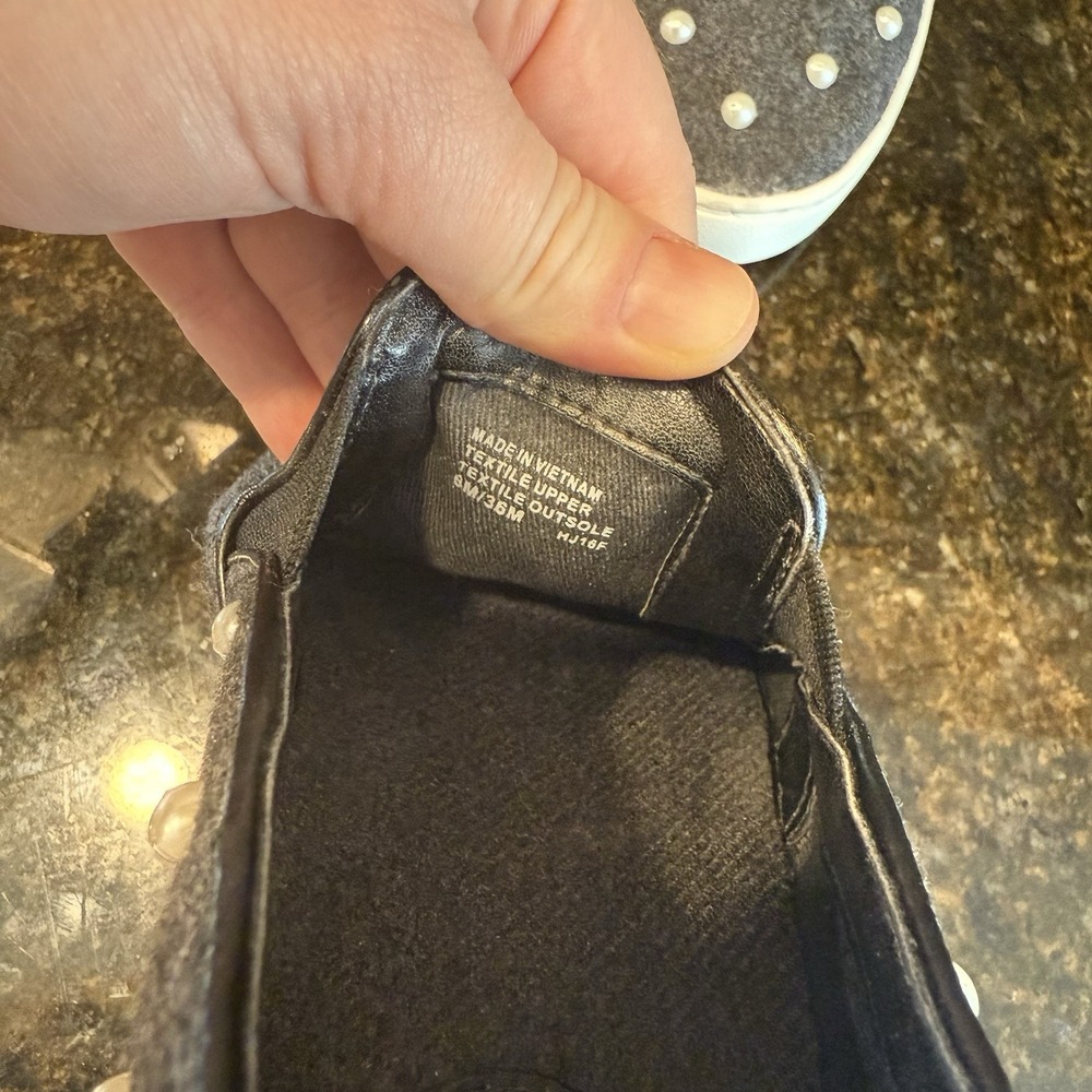 Michael Kors Grey Wool Pearl-Embellished Slip-On Sneakers - Picture 12 of 13